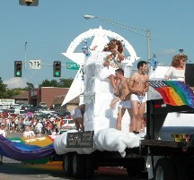 gay boys on pride parade float